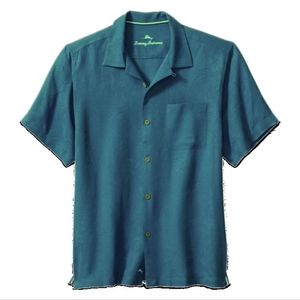 Tommy Bahama - Tropical Isles Silk Camp Shirt - Teal - Size XS